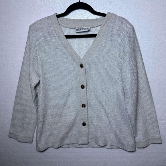 Vintage Cream Womens Size Medium Cotton Flax Blend Button Front Cardigan Sweater - Picture 1 of 10